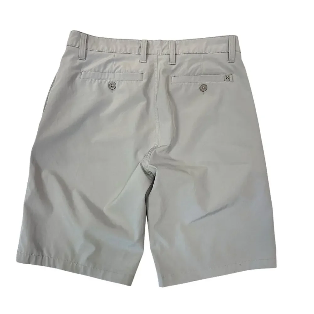 Hurley Men's Light Gray Athletic Flat-Front Shorts Size 30